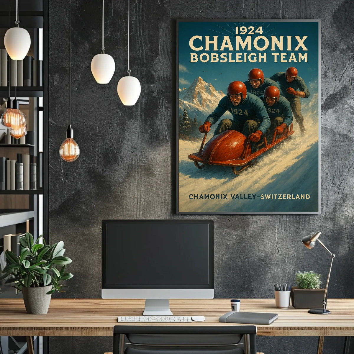 1924 Chamonix Bobsleigh Team Poster