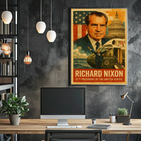 Richard Nixon 37th President of the United States Layered Digital Collage Poster