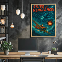 Skies of Vengeance Vintage Action-Adventure Poster