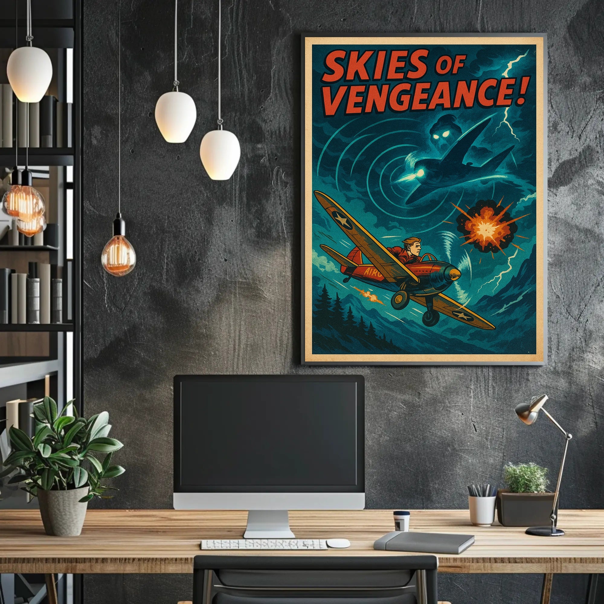 Skies of Vengeance Vintage Action-Adventure Poster