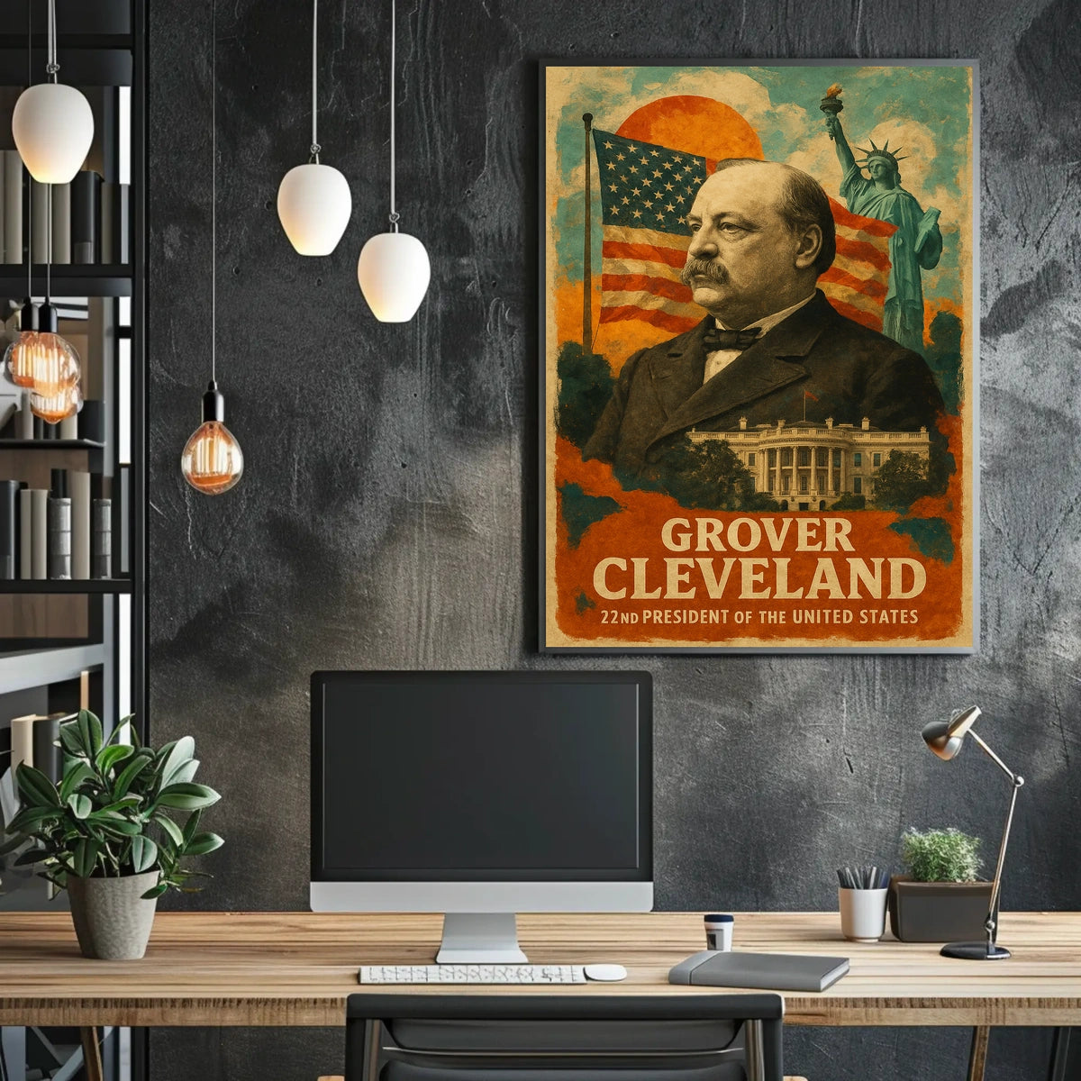 Grover Cleveland 22nd President of the United States Layered Digital Collage Poster