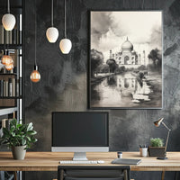 Taj Mahal Grayscale Serenity Travel Poster