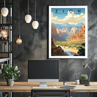 Zion National Park Vintage Travel Poster Print