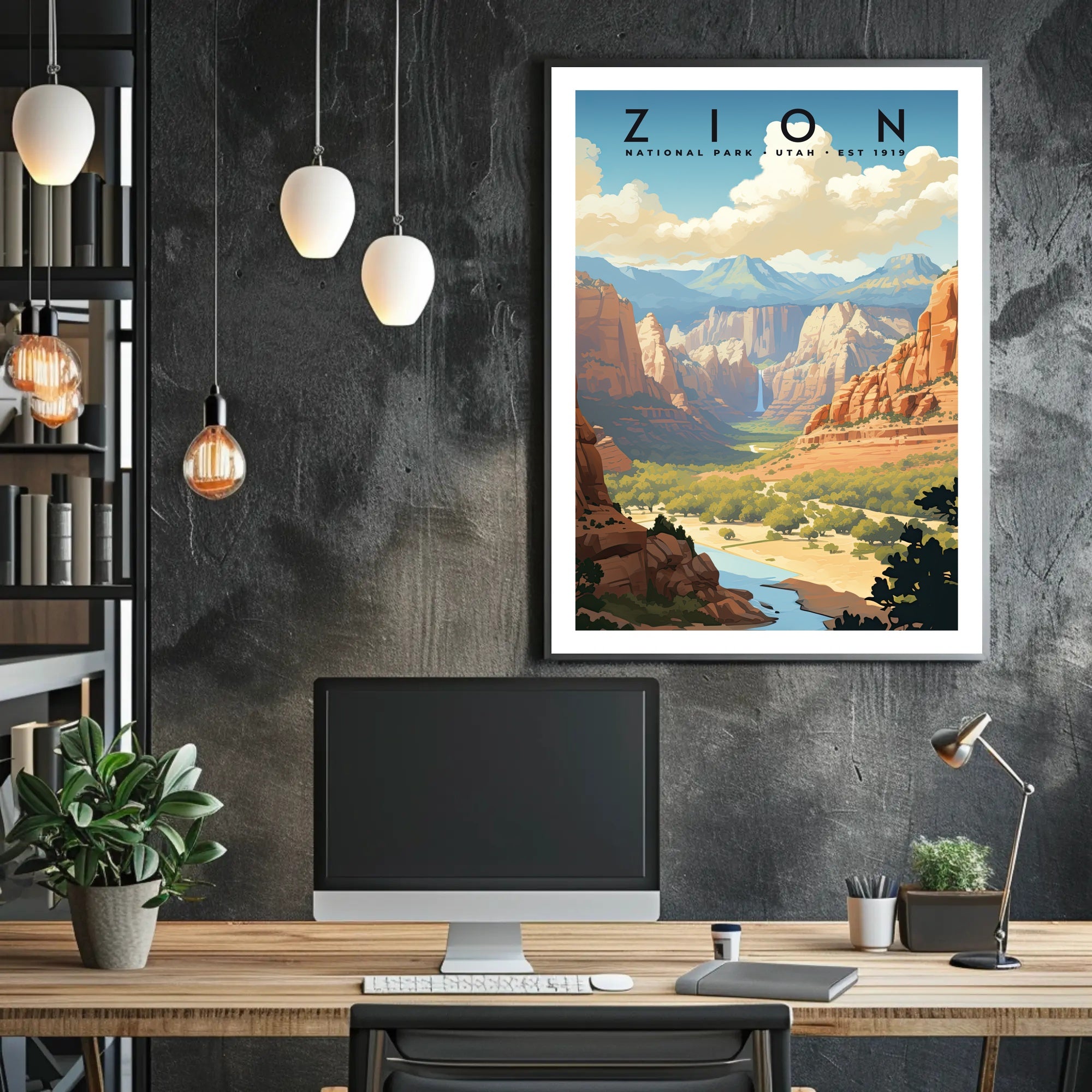 Zion National Park Vintage Travel Poster Print
