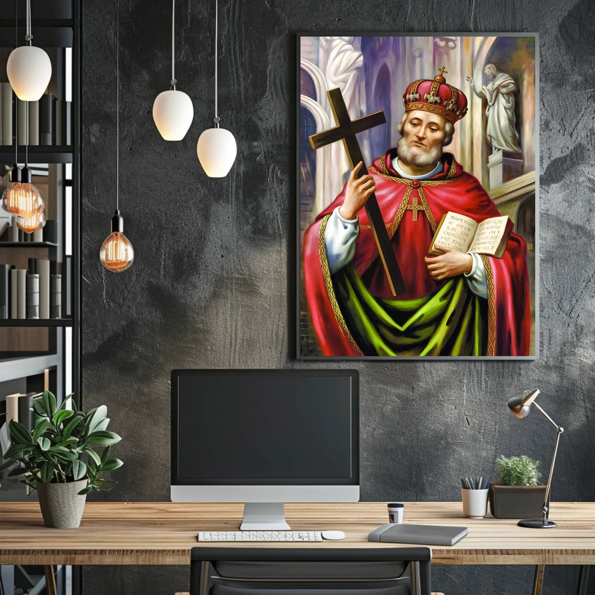 Saintly Figure with Cross Poster