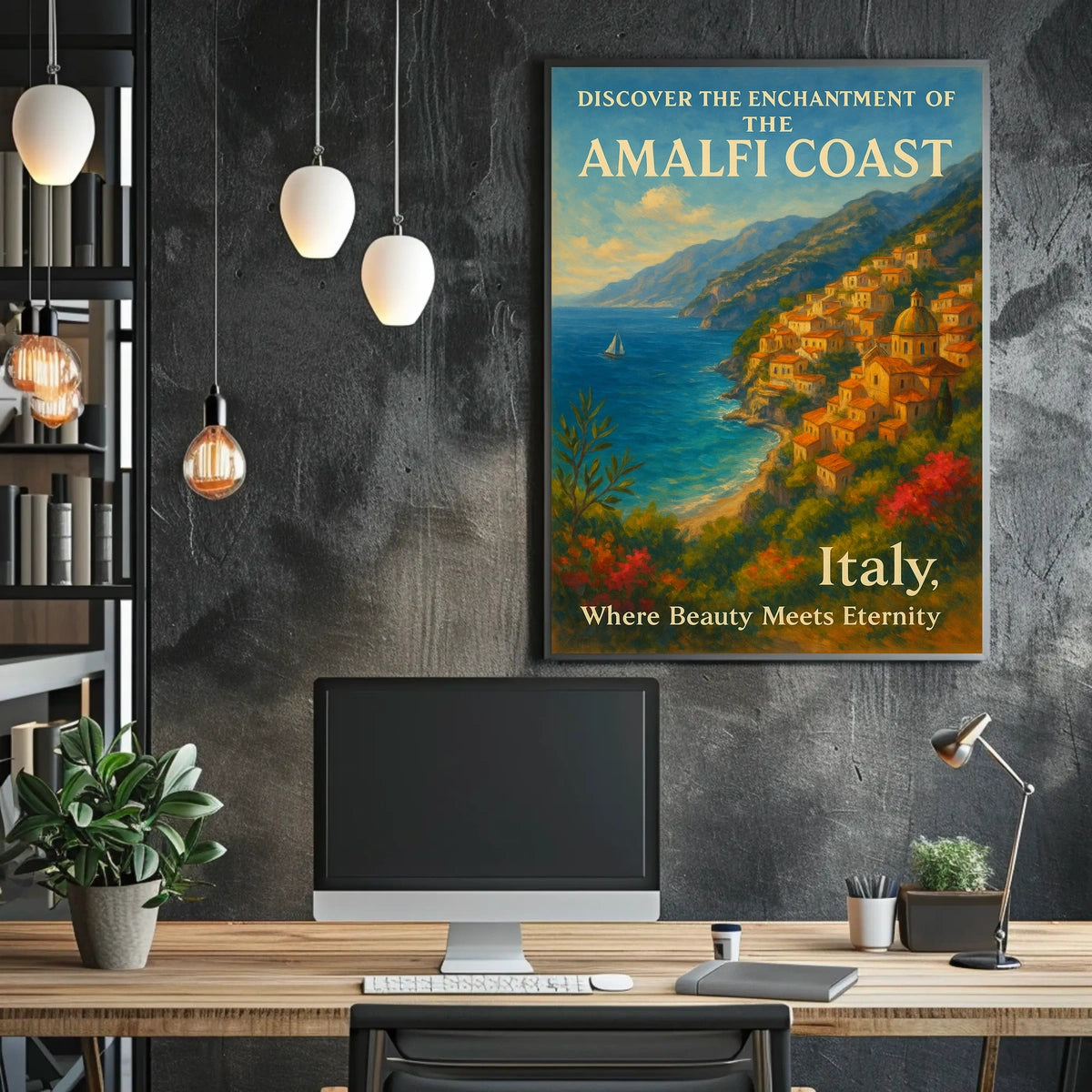 Amalfi Coast Romantic Seascape Art Poster Print