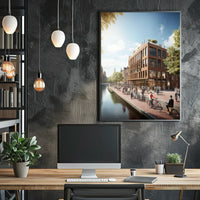 Modern Urban Scene Poster: Vibrant City Life