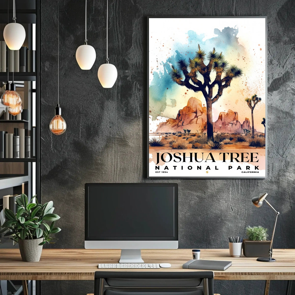 Joshua Tree Watercolor Wall Art Poster