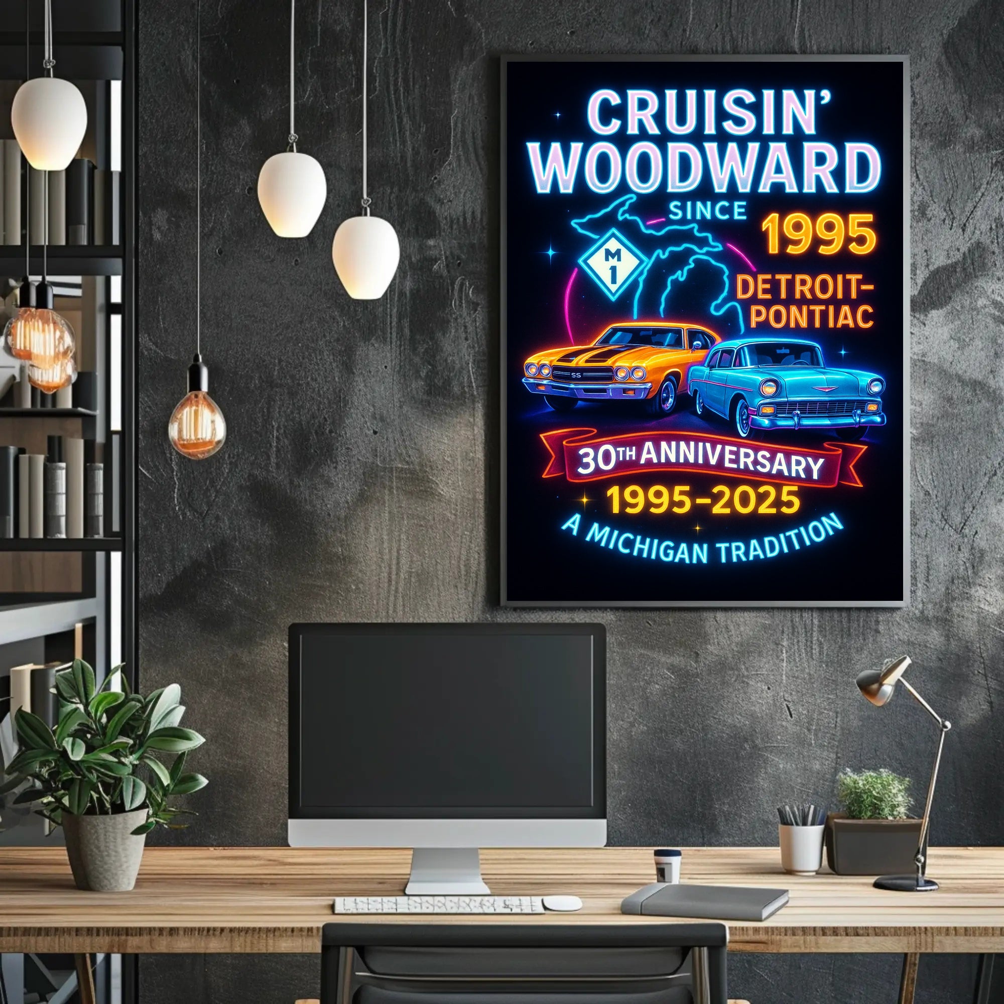 Cruisin Woodward 30th Anniversary Classic Car Poster