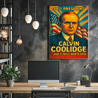 Calvin Coolidge 30th President of the United States Colorful Comic Book Style Poster
