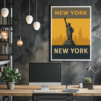 New York Skyline Silhouette Poster Vintage Wall Art