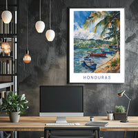 Honduras Coastal Serenity Watercolor Travel Poster PosterGoat
