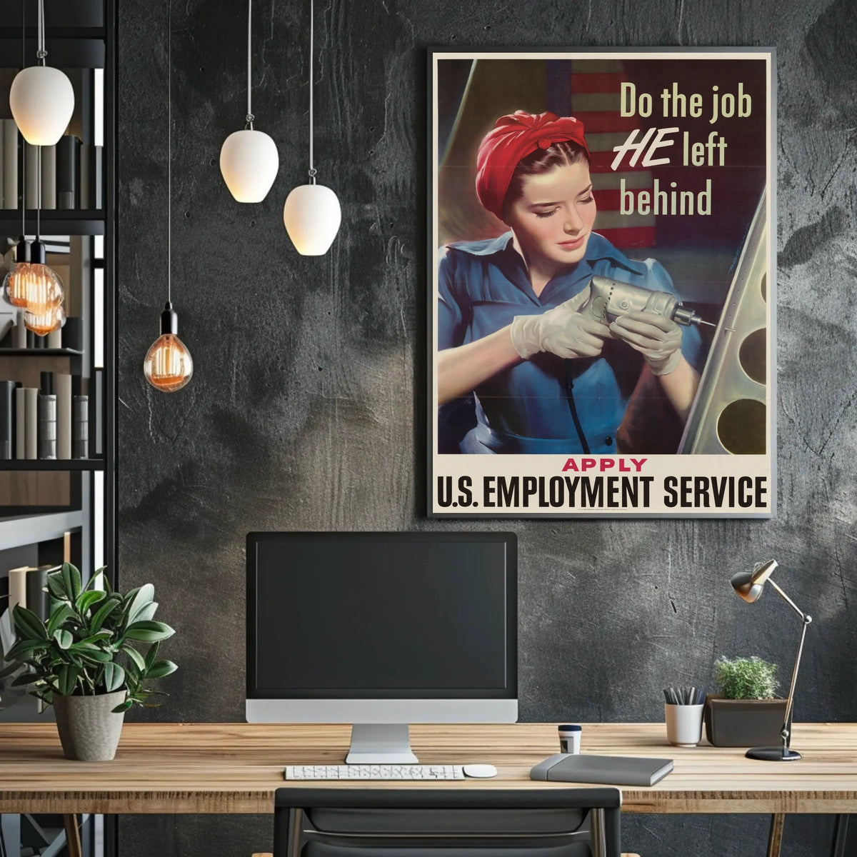 Rosie the Riveter WWII Propaganda Vintage Poster