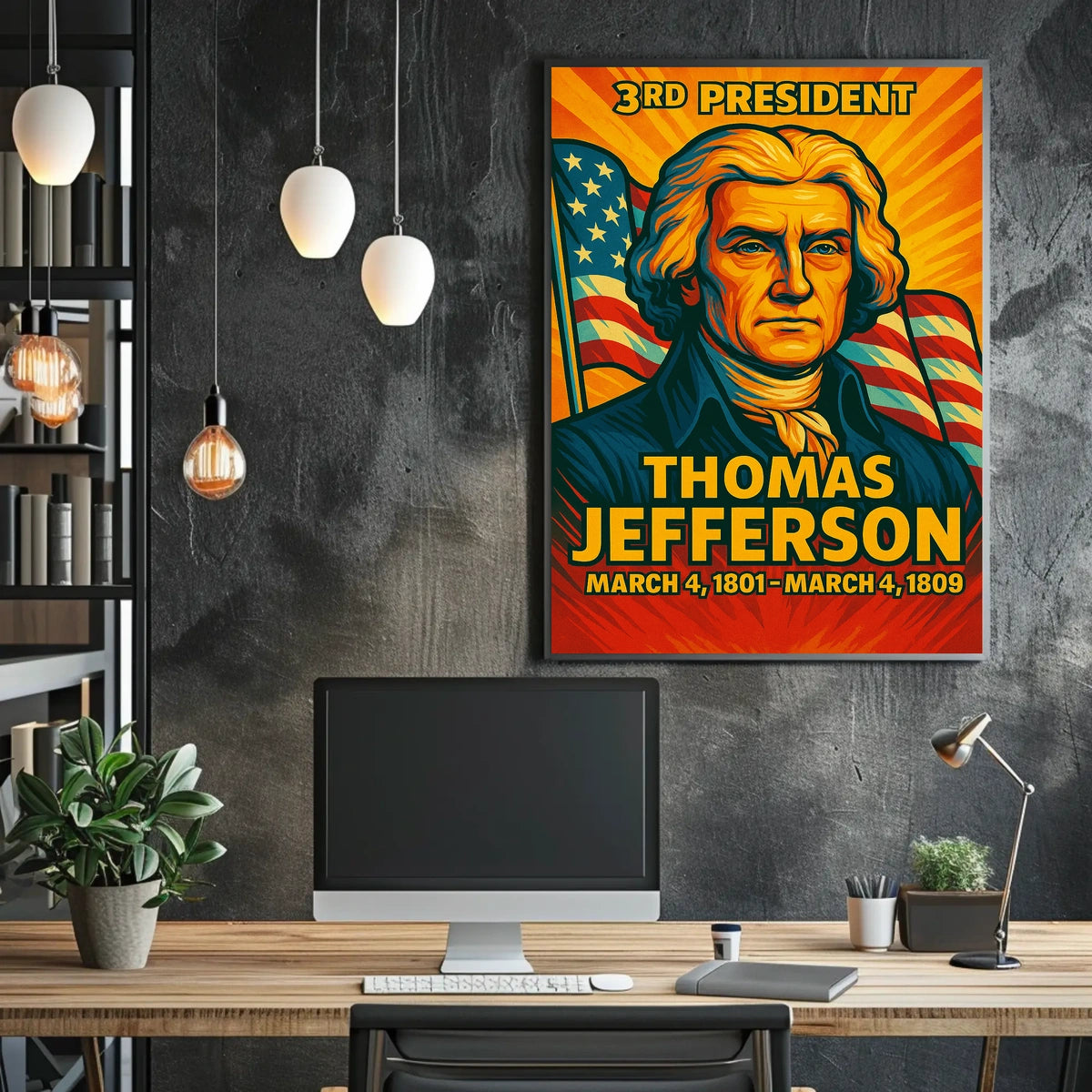 Thomas Jefferson 3rd President of the United States Colorful Comic Book Style Poster