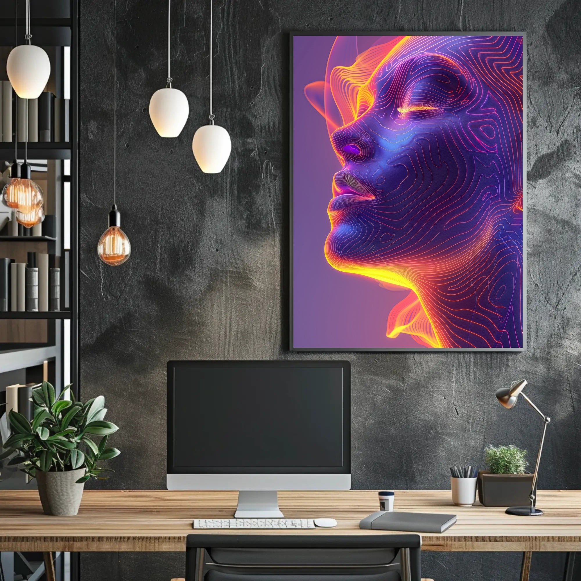 Futuristic Neon Abstract Art Print - Futuristic Sci-Fi Poster PosterGoat