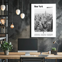New York City Aerial Skyline Poster Modern Wall Art