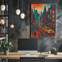 New York City Skyline Vibrant Poster Abstract Wall Art