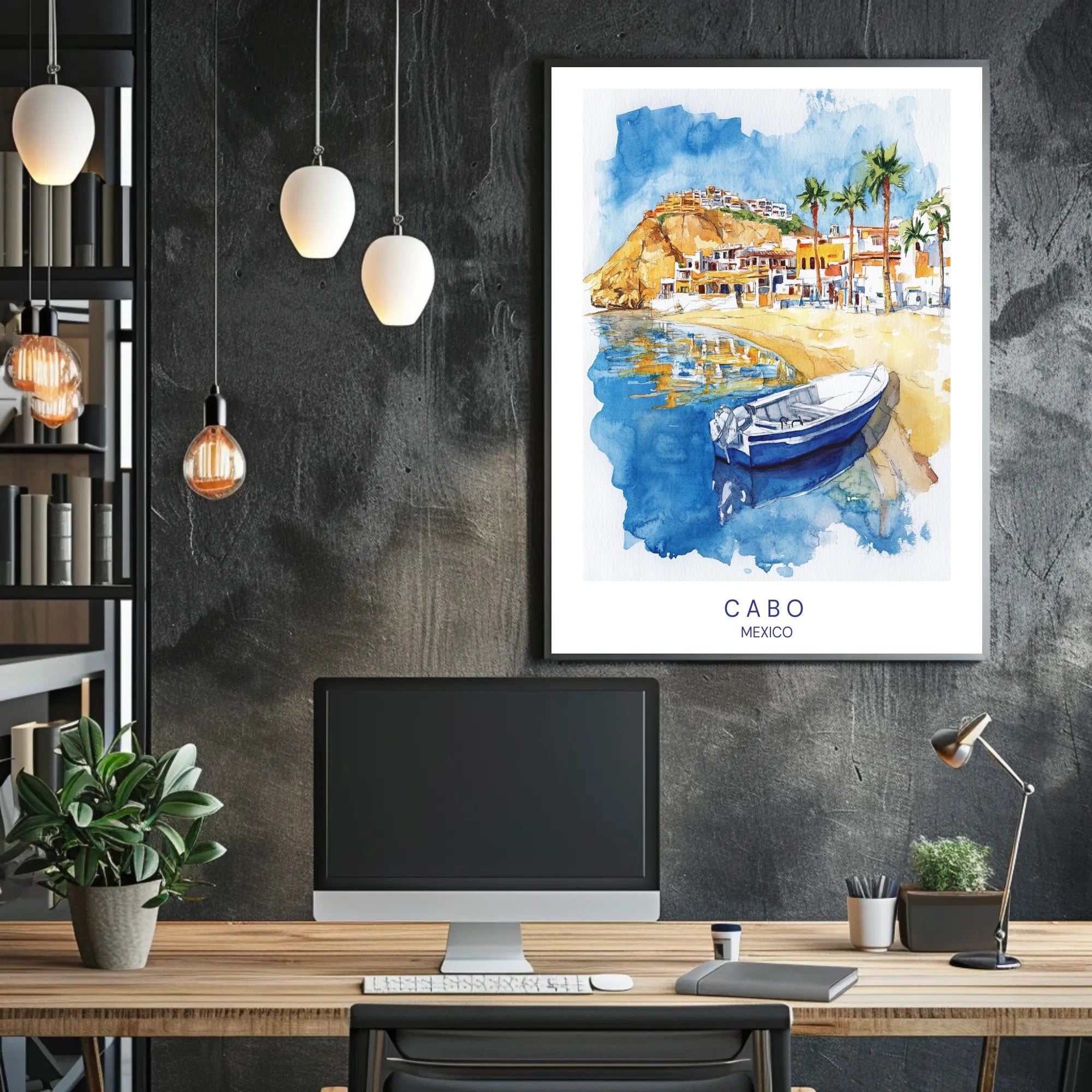 Cabo Watercolor Scenic View Travel Poster PosterGoat