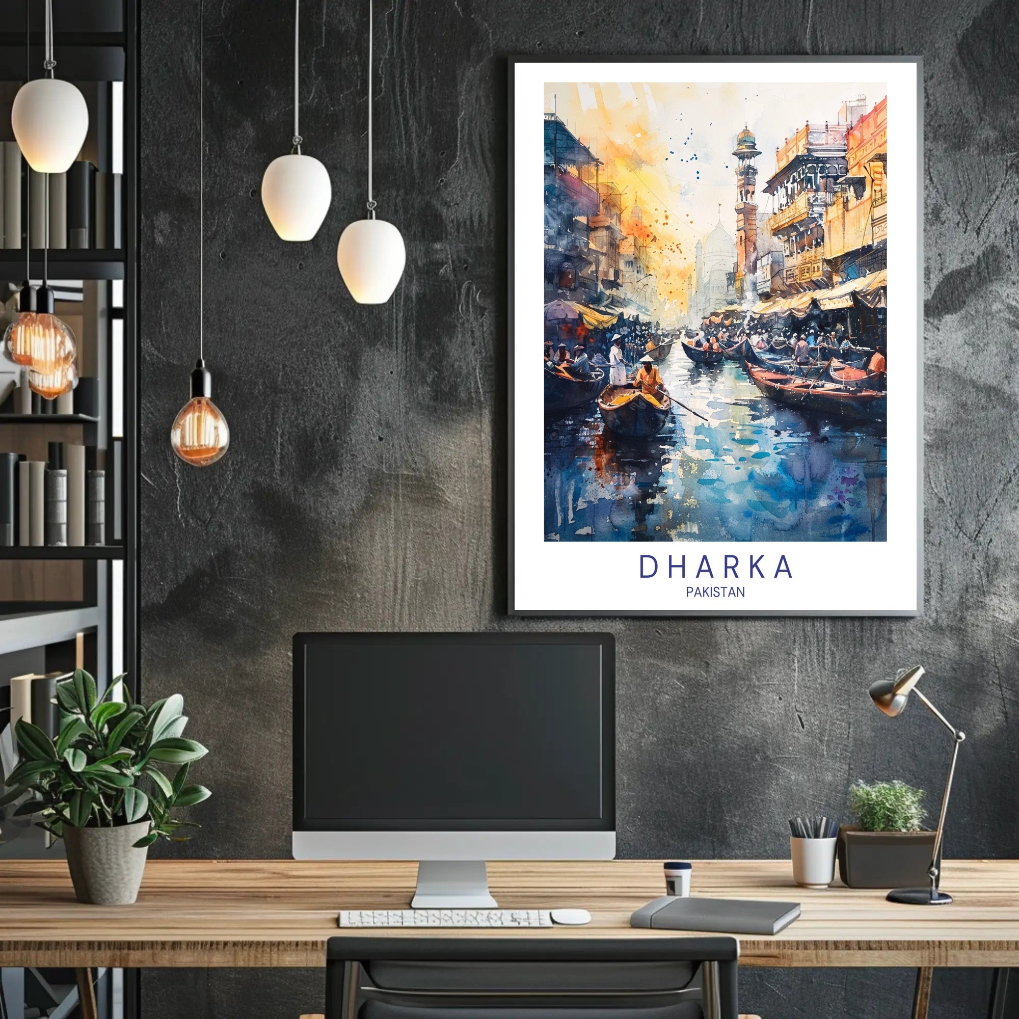 Pakistani Cityscape Watercolor Art - Urban or Cityscape Poster PosterGoat