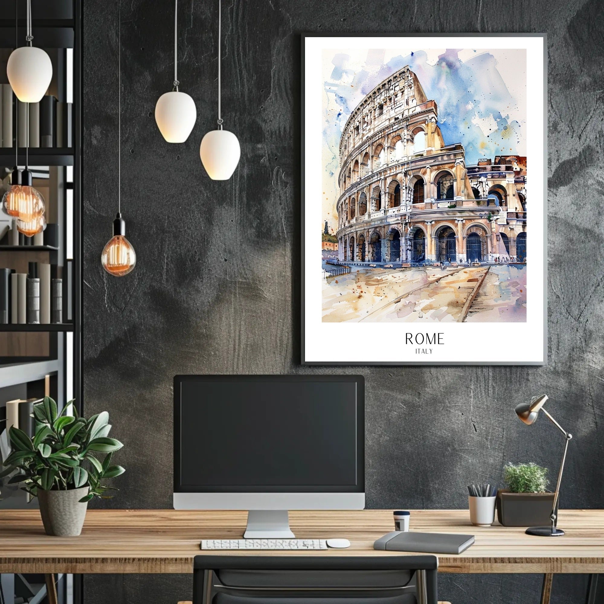 Colosseum Watercolor Illustration, Vibrant Travel Poster PosterGoat