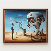 Surreal Dreamscape with Mechanical Head - Artistic Poster