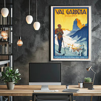 Val Gardena Skiing Adventure Vintage Travel Poster PosterGoat