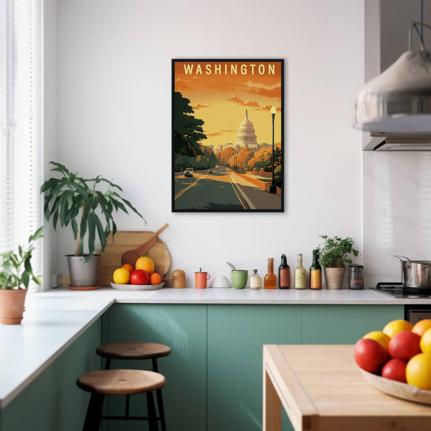 Washington DC Capitol Reflection Vintage Travel Poster