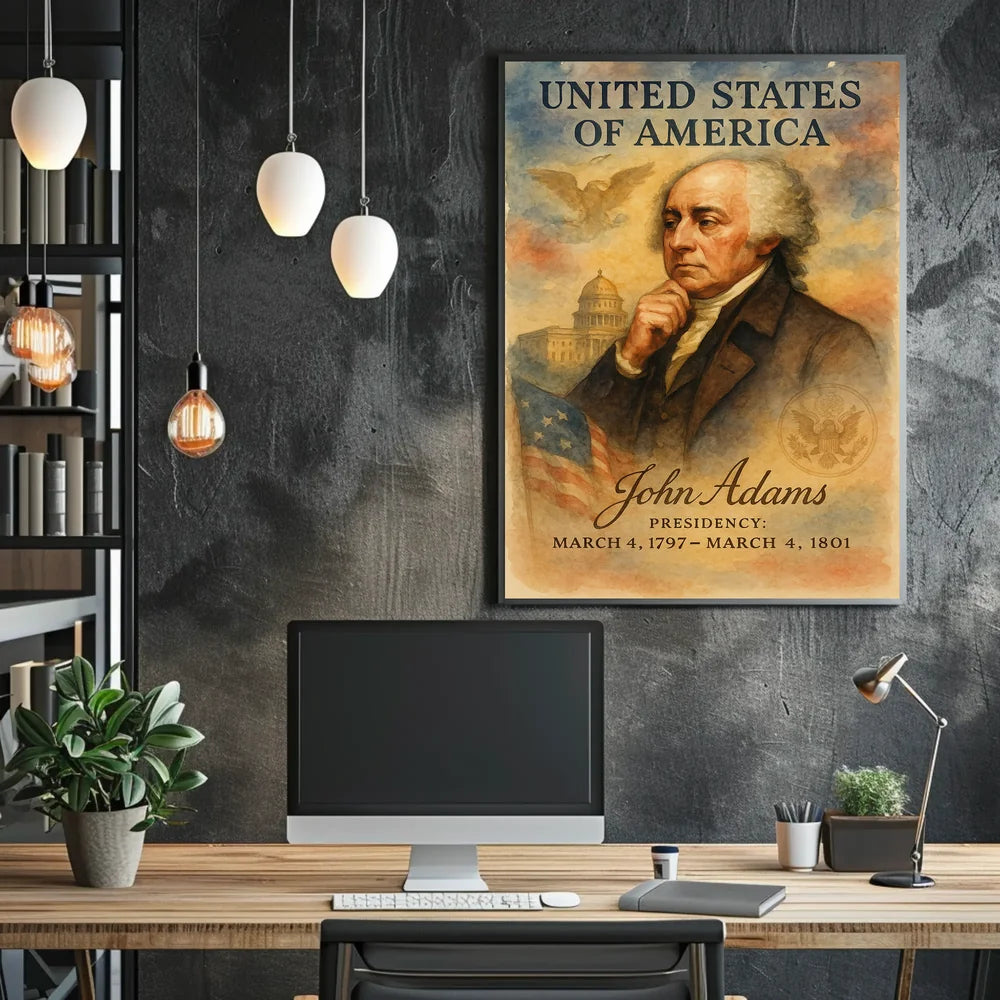 John Adams Early U.S. Presidency Historical Poster