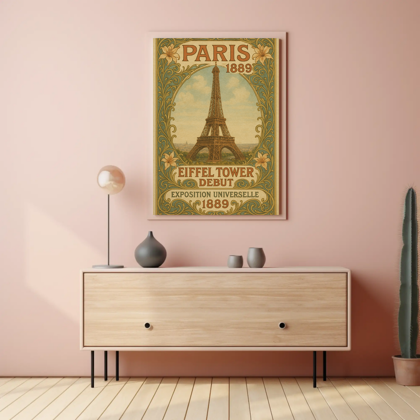 Paris 1889 Eiffel Tower Debut Art Nouveau Travel Poster
