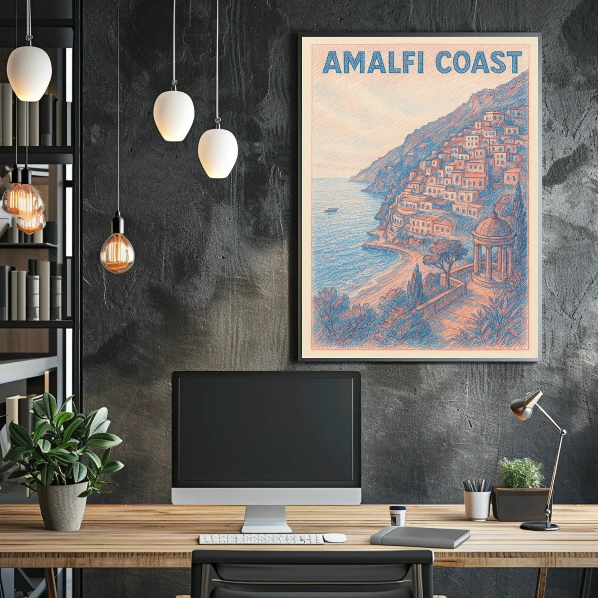 Amalfi Coast Poster 18x24 Coastal Wall Art Home Decor