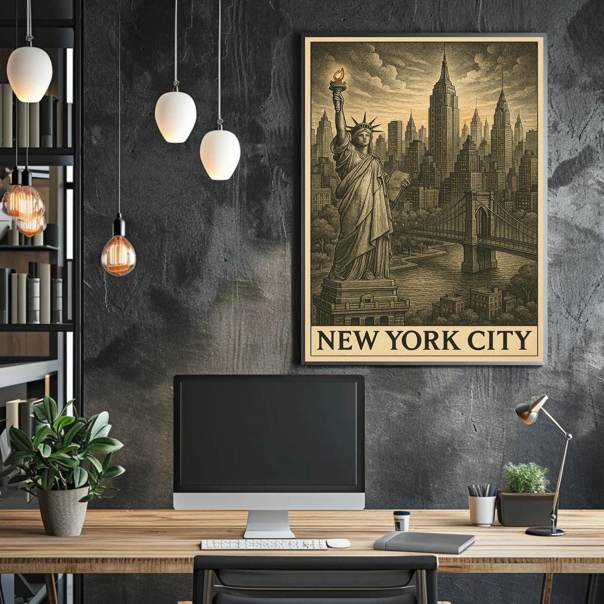 Iconic New York City Poster Vintage Skyline Art for Home