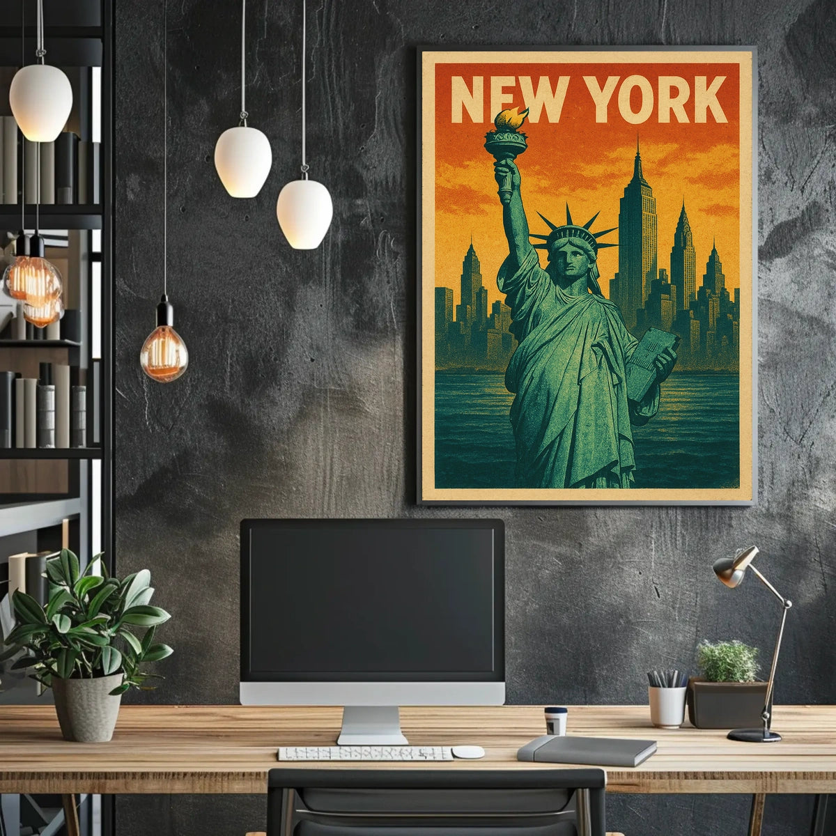 New York Skyline and the Statue of Liberty Poster