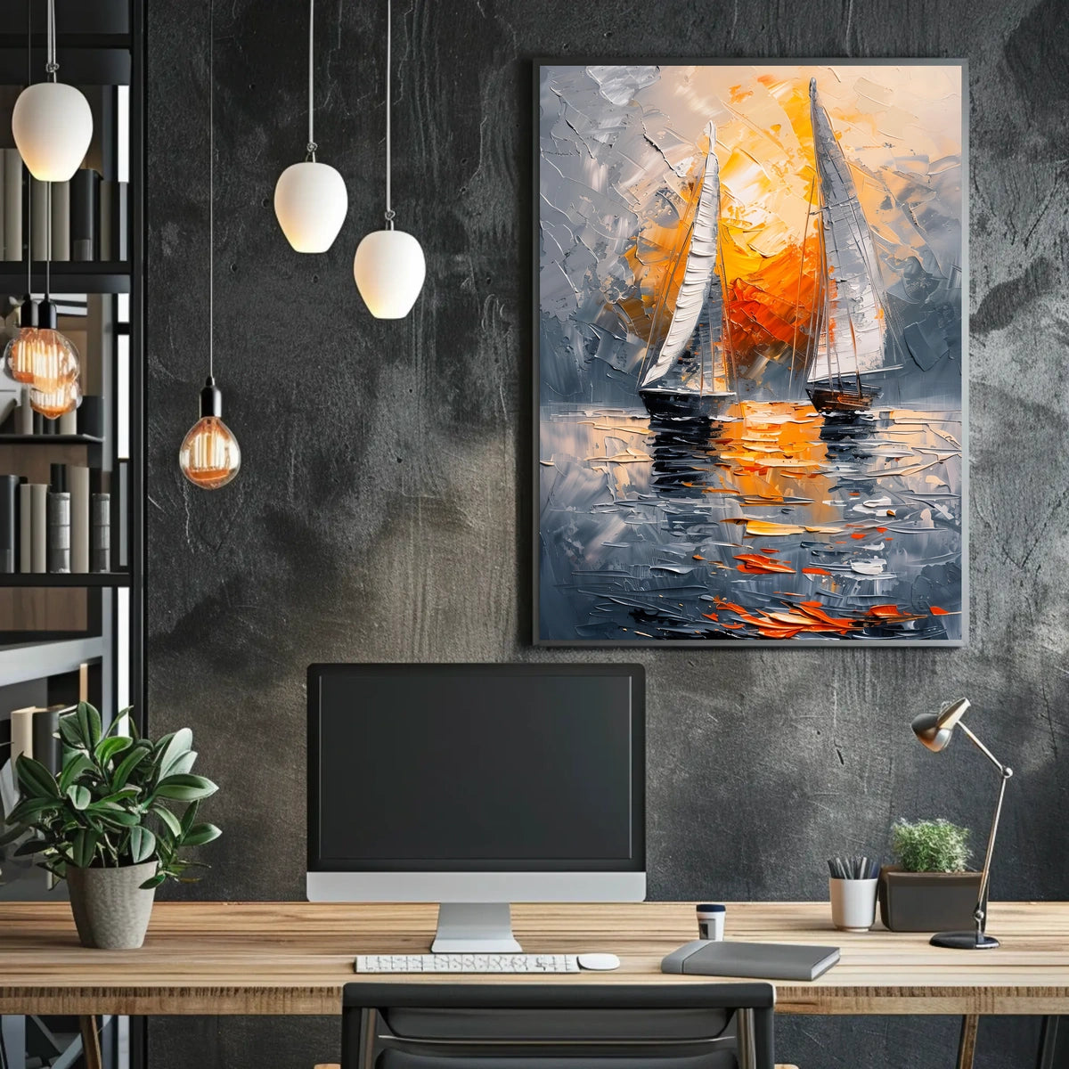 Sailing at Sunset Poster