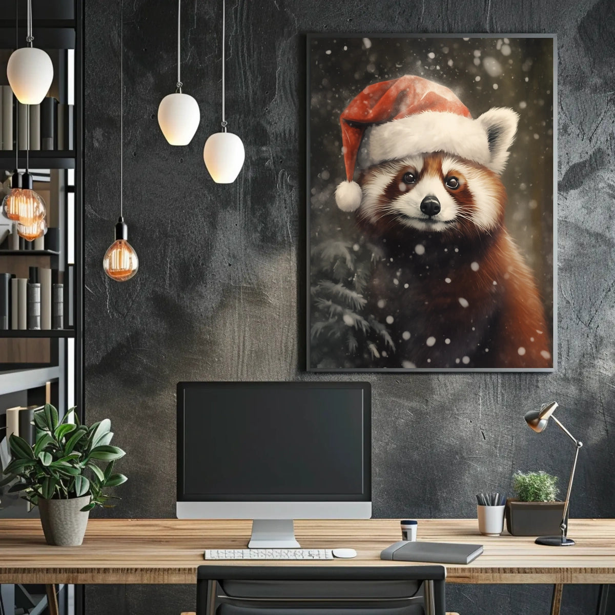 Festive Red Panda In Winter Wonderland Poster