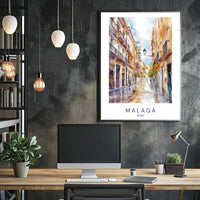 Malaga Street Scene Poster PosterGoat