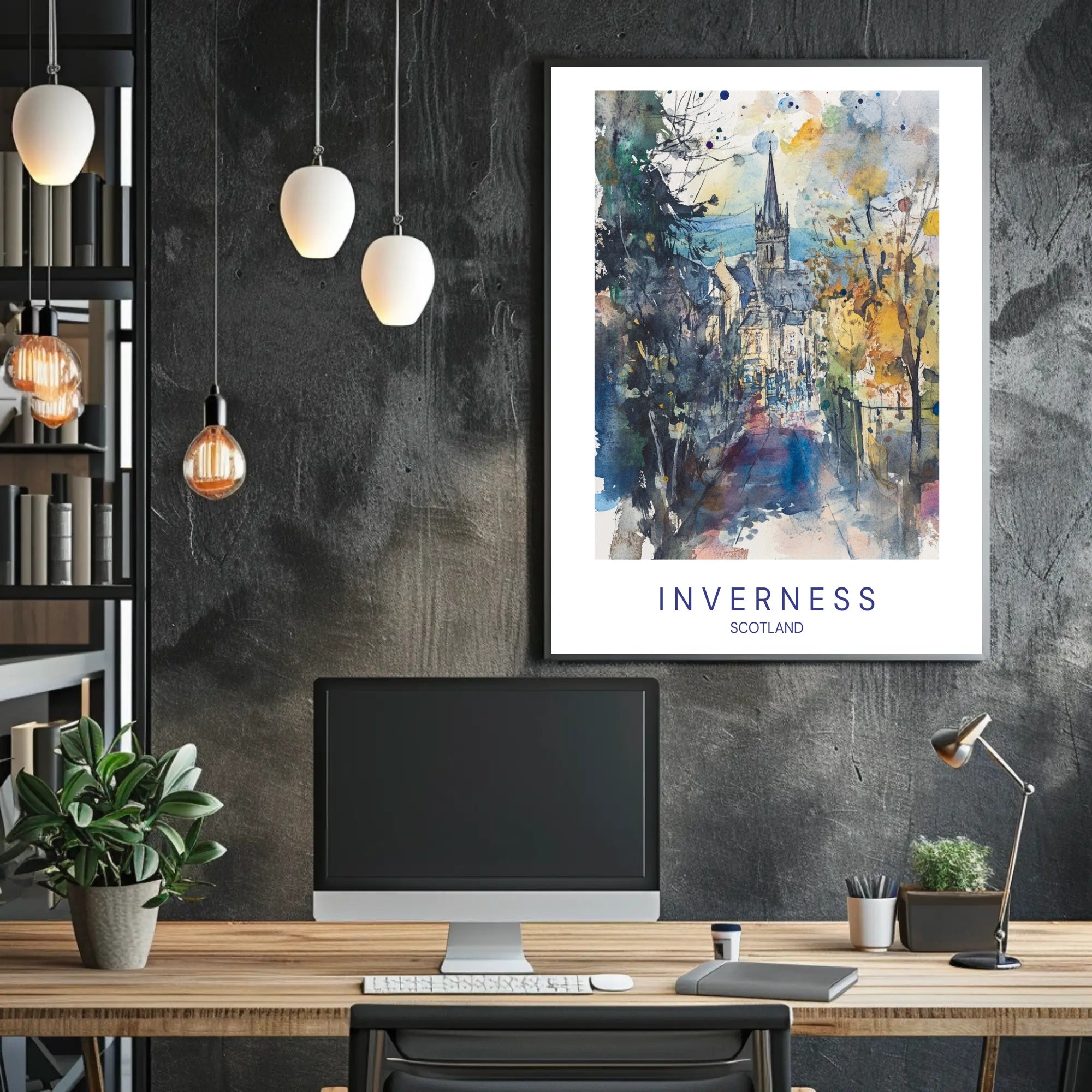 Inverness: A Watercolor Impression Poster PosterGoat