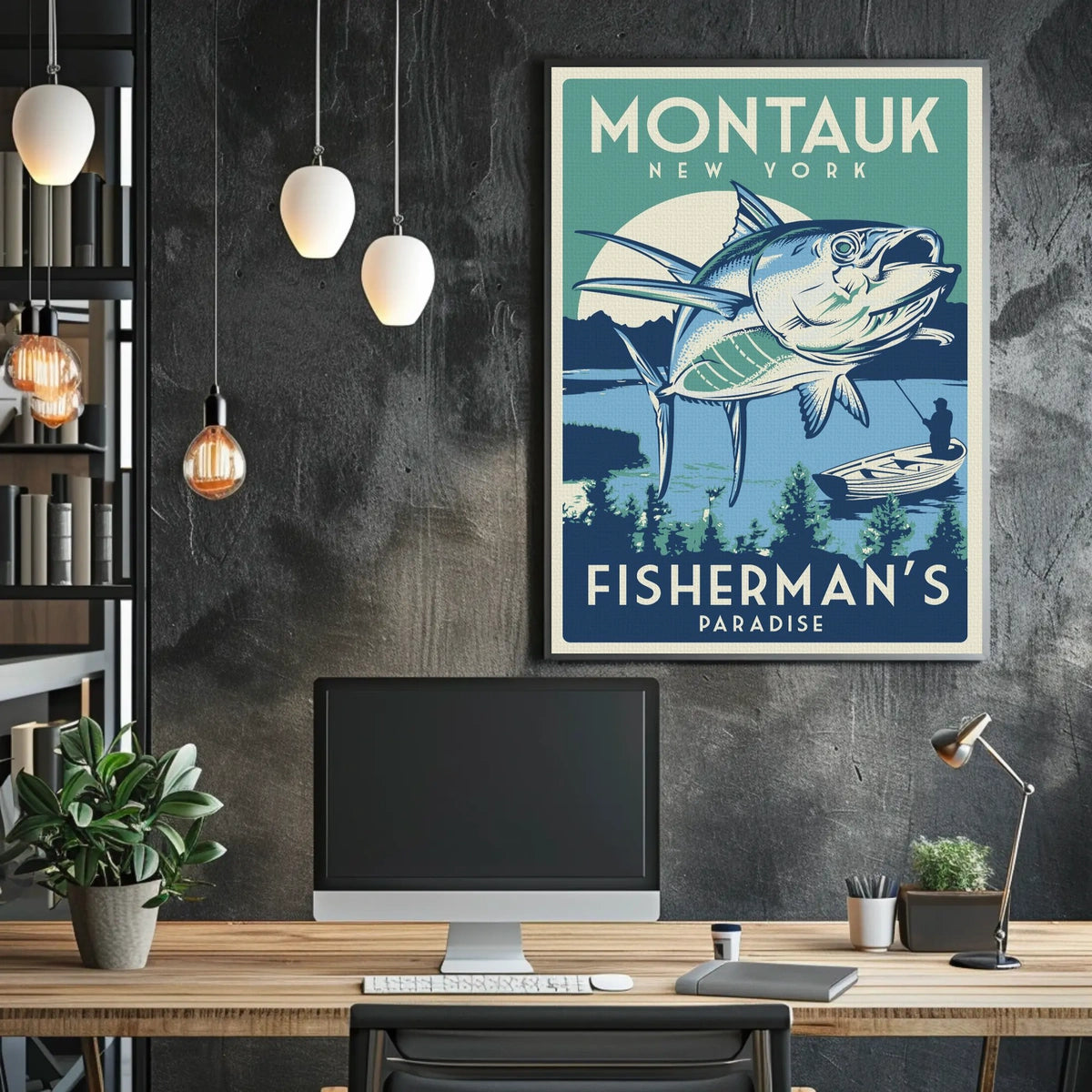 Montauk Fisherman’s Paradise Retro Travel Poster