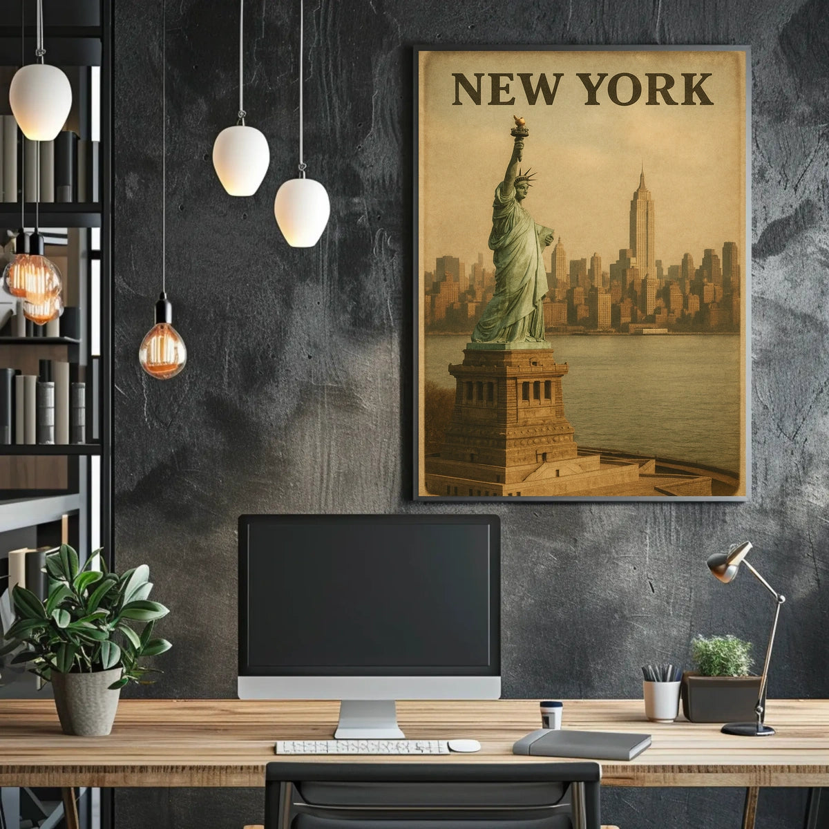 New York Skyline And The Statue Of Poster