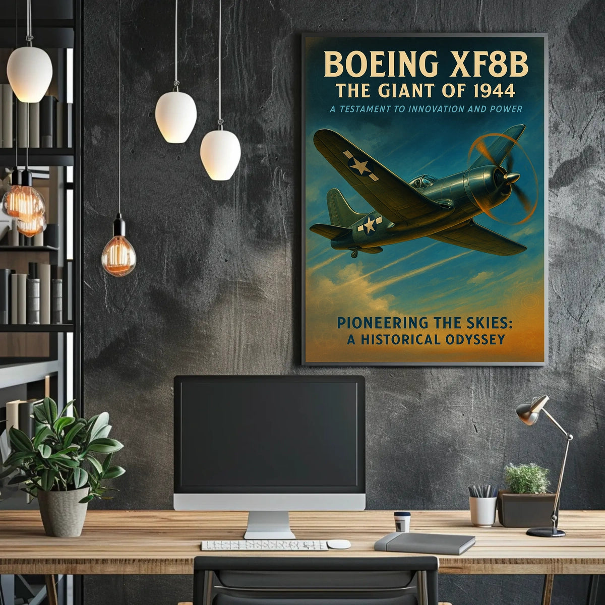 Boeing XF8B Vintage Aviation Poster, 1944 Design