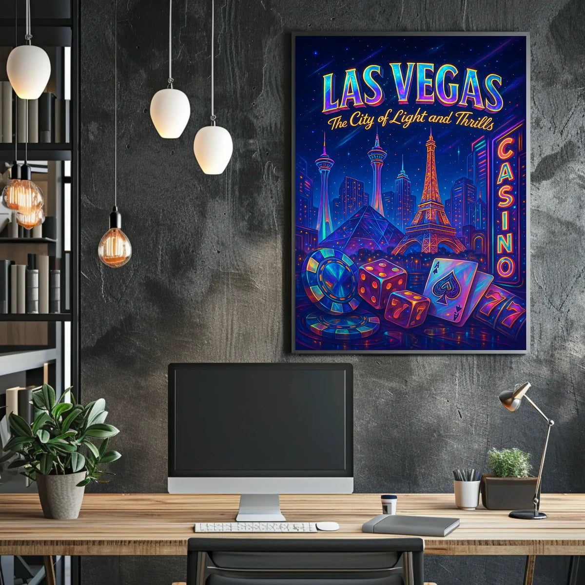 Las Vegas City Of Light Poster Neon Nights For Home Decor