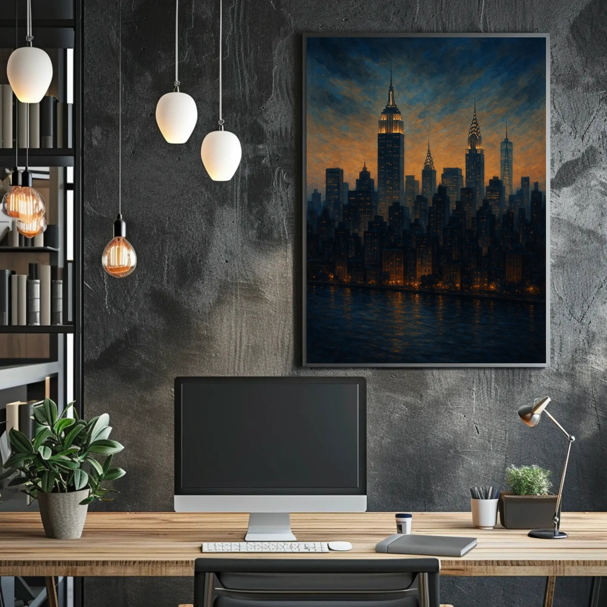 New York City Skyline Poster Impressionist Wall Art