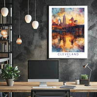 Cleveland Skyline at Sunset Poster PosterGoat