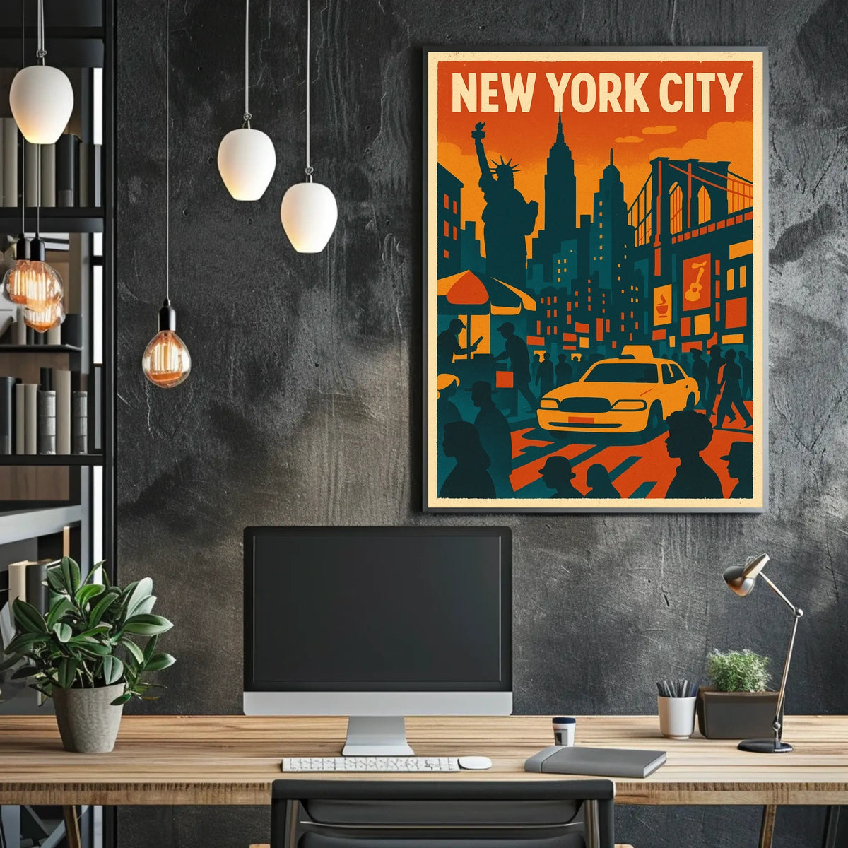Vibrant New York City Poster for Urban Home Decor Art