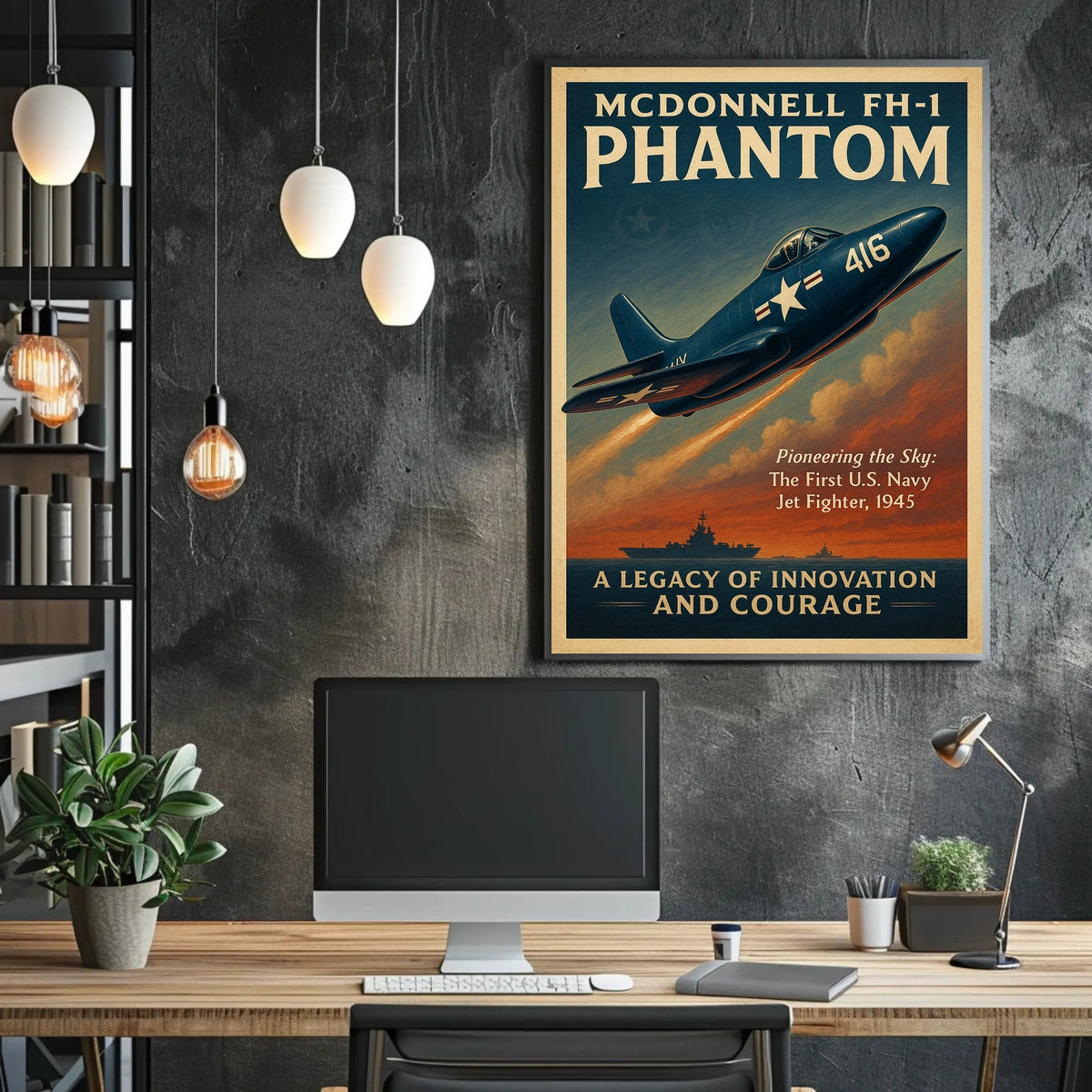 McDonnell FH-1 Phantom Vintage Aviation Poster