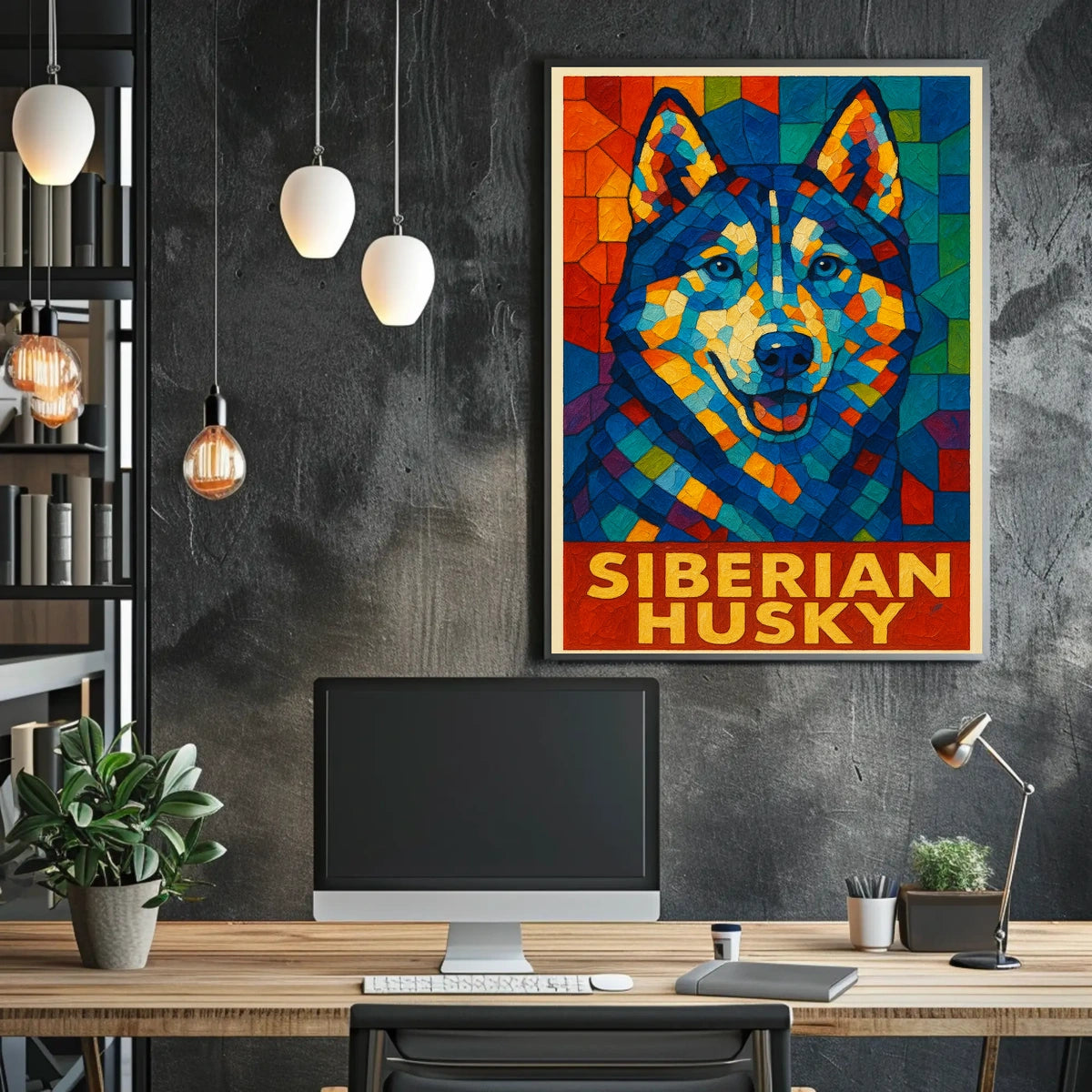 Siberian Husky Mosaic Art Poster