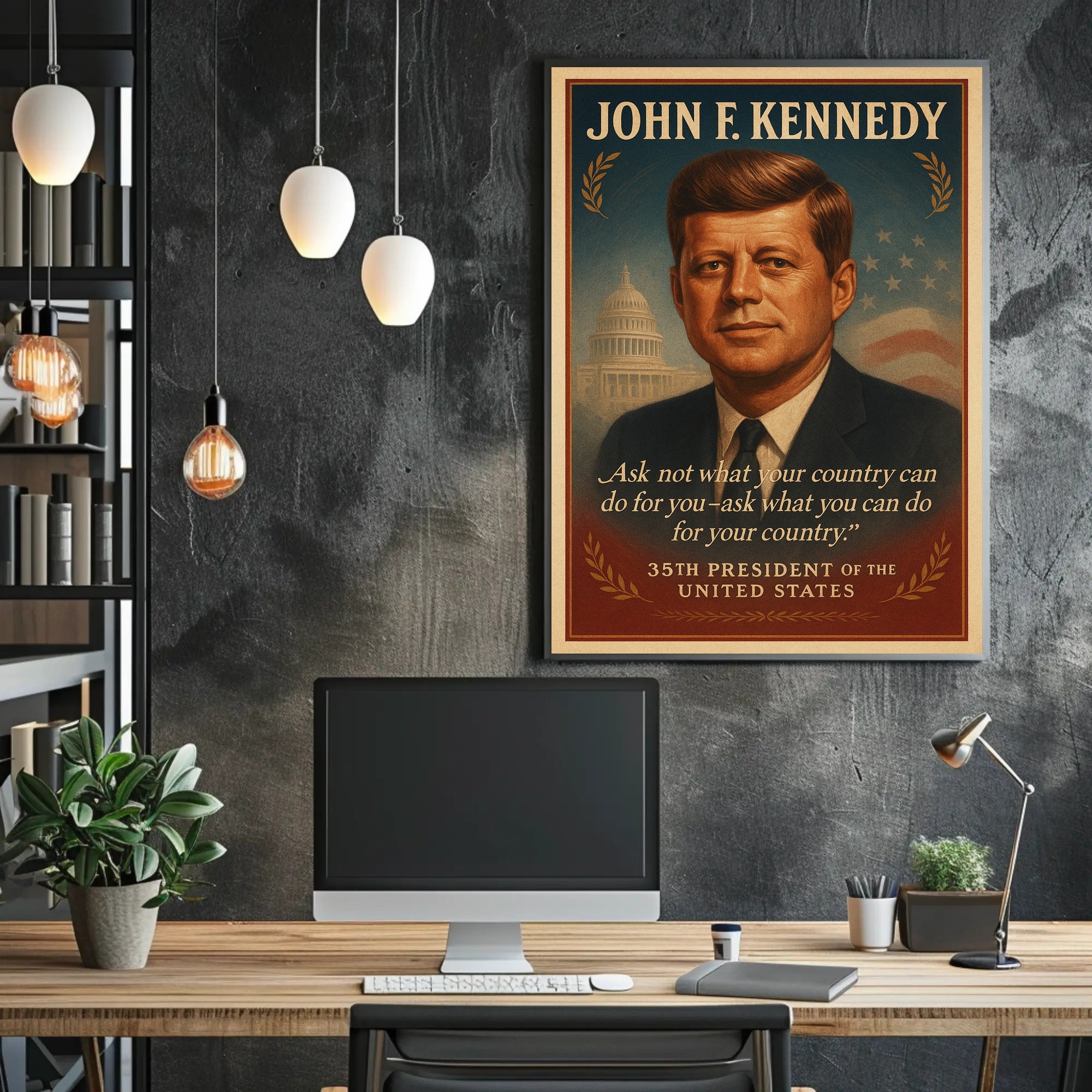 John F. Kennedy Inspirational Quote Historical or Presidential Poster