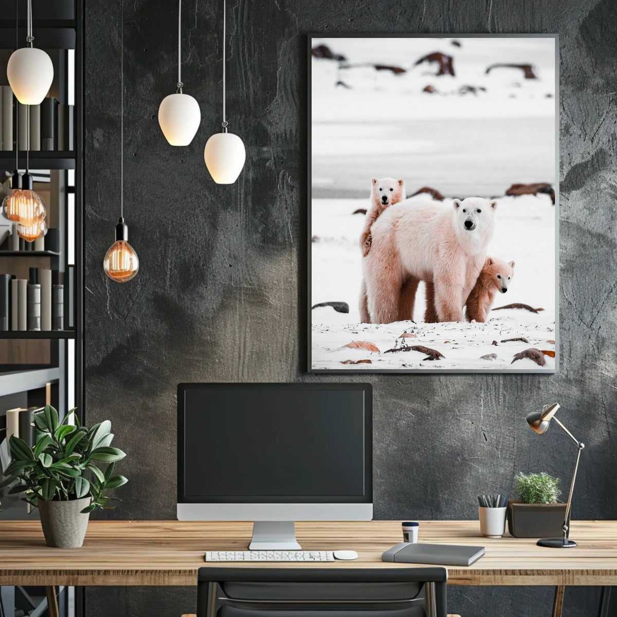 Polar Bear Family in the Arctic Poster