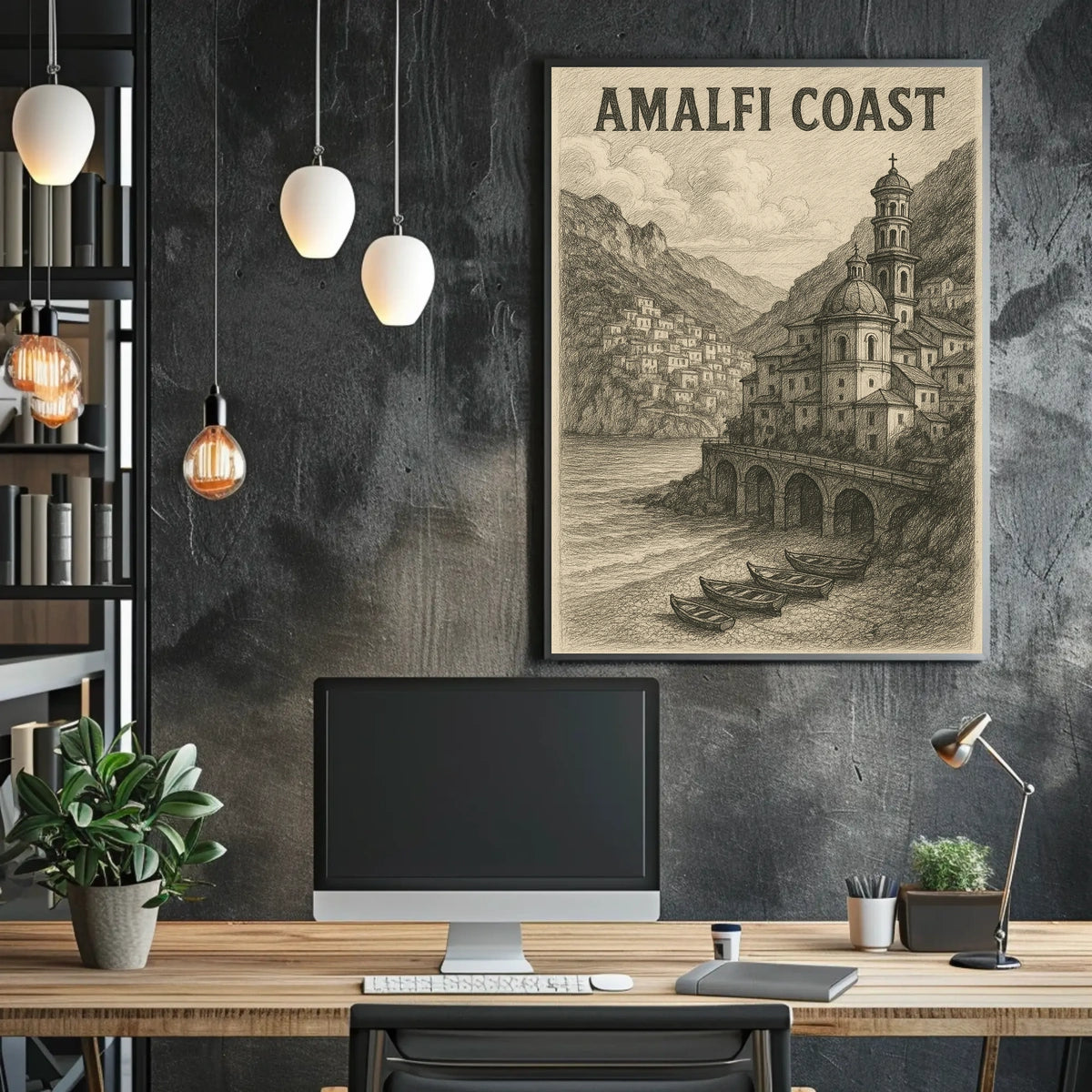 Amalfi Coast Poster Wall Art 18x24 Coastal Decor Print