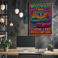Woodward Ave Muscle Car Poster