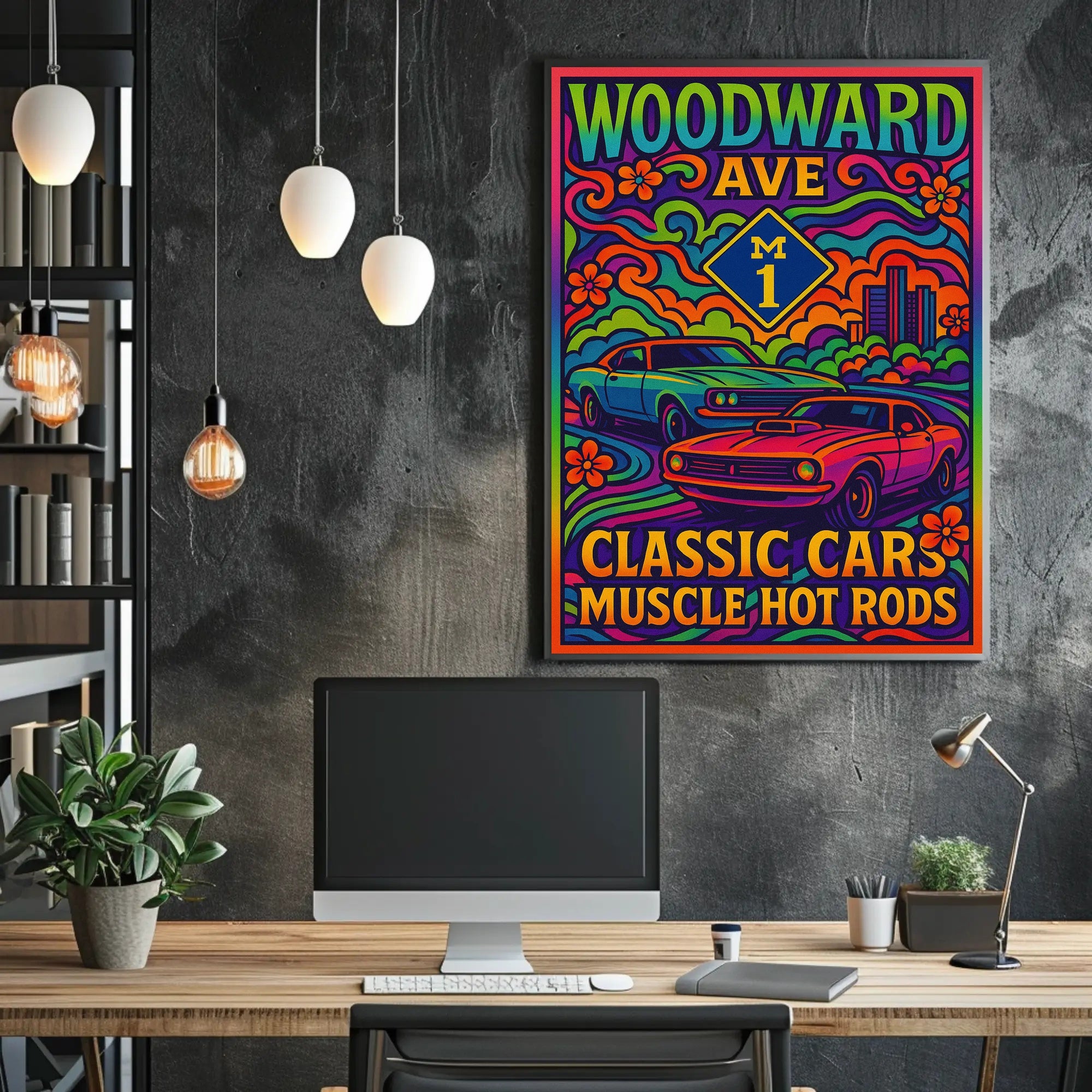 Woodward Ave Muscle Car Poster